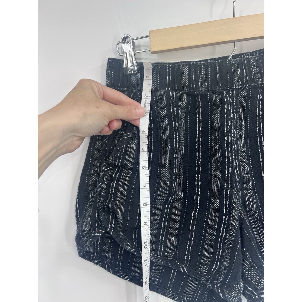 Madewell Black Grey Stripe Woven Linen Bland Shorts XS Pull On - Picture 7 of 7